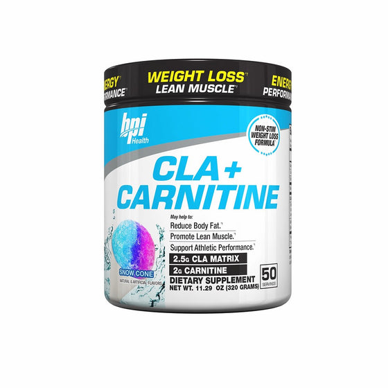 BPI Sports Cla Carnitine Non-Stimulant Weight Loss Supplement Powder, Snow Cone, 11.29 Ounce