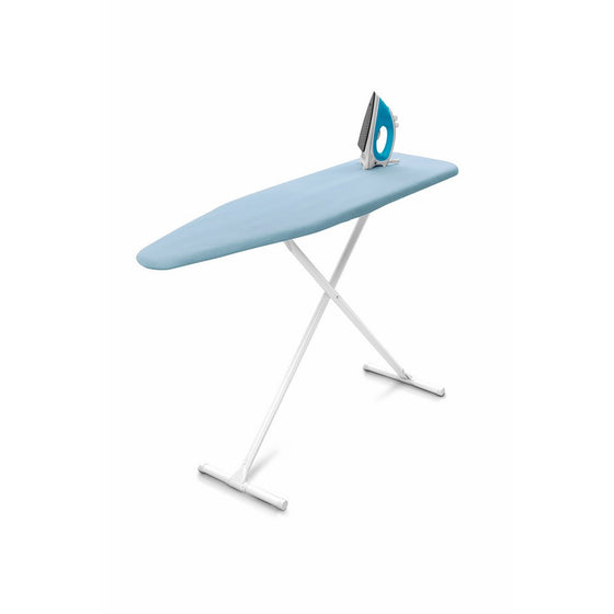 Homz T-Leg Steel Top Ironing Board with Foam Pad, Sky Blue Cover