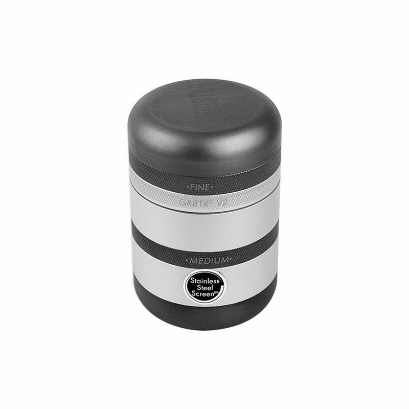 GR8TR V2 Series Grinder w/ Solid Screen Chamber and Stainless Easy Change Screen (Matte Silver)