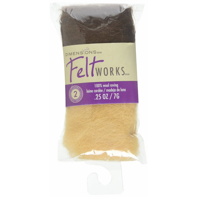 Dimensions Needlecrafts Feltworks Wool Roving, Ivory - Nutmeg Roving