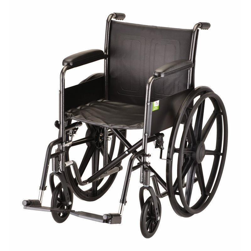 NOVA Medical Products 18" Steel Wheelchair with Fixed Arms and Footrests