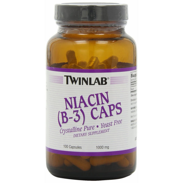 Twinlab Niacin (B-3) 1000mg, 100 Capsules (Pack of 3)