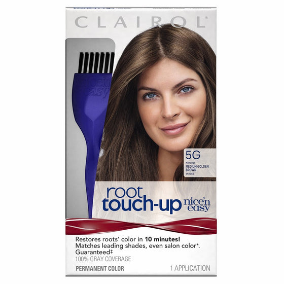 Clairol Nice 'n Easy Root Touch-Up 5G Kit (Pack of 2) Matches Medium Golden Brown Shades of Hair Coloring, Includes Precision Brush Tool