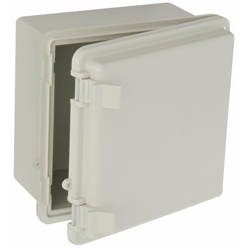 BUD Industries NBB-10240 Style B Plastic Indoor Box with Solid Door, 5-57/64" Length x 5-57/64" Width x 3-9/16" Height, Light Gray Finish