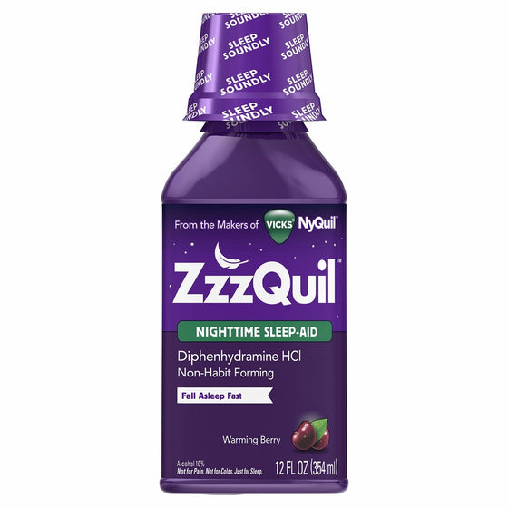 Vicks ZzzQuil Nighttime Sleep Aid, Warming Berry Liquid 12 Fluid ounce