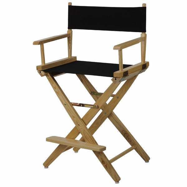 American Trails Extra-Wide Premium 24" Director's Chair Natural Frame with Black Canvas, Counter Height