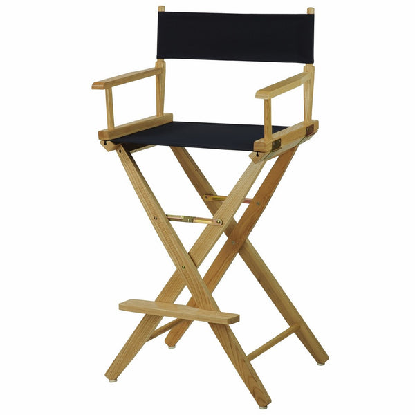 American Trails Extra-Wide Premium 30" Director's Chair Natural Frame with Navy Canvas, Bar Height