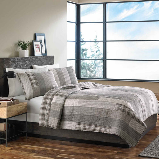 Eddie Bauer Fairview 3-Piece Cotton Reversible Quilt Set, Full/Queen