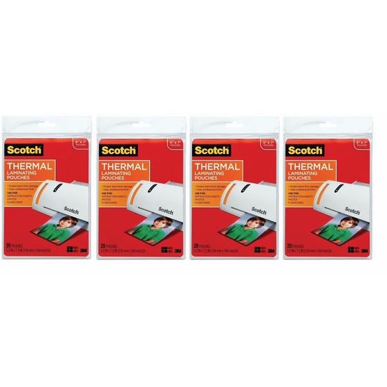 Scotch Thermal Laminating Pouches, 5 Inches x 7 Inches, 20 Pouches, 4-PACK