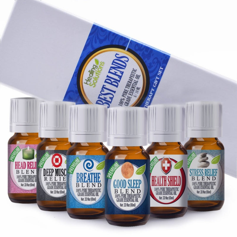 Best Blends Set of 6 100% Pure, Best Therapeutic Grade Essential Oil - 6/10mL (Breathe, Good Night, Head Ease, Muscle Relief, Stress Relief, and Health Shield)