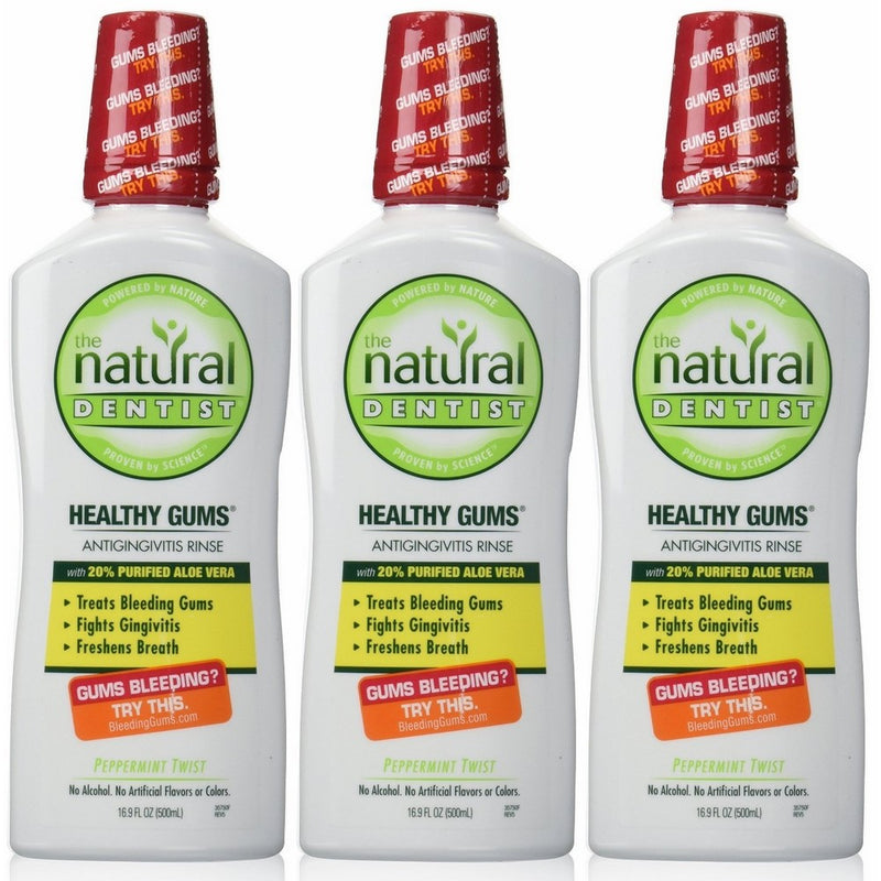The Natural Dentist Healthy Gums Antigingivitis Rinse, Peppermint Twist, 16.9 Oz (Pack of 3)