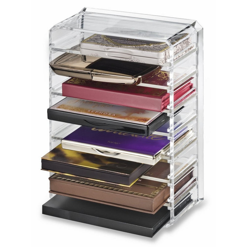 Acrylic Palette Organizer (Small Sized Palettes) & Beauty Care Holder Provides 8 Space Storage | (Clear) Makeup Organizer by Premium Beauty Organization