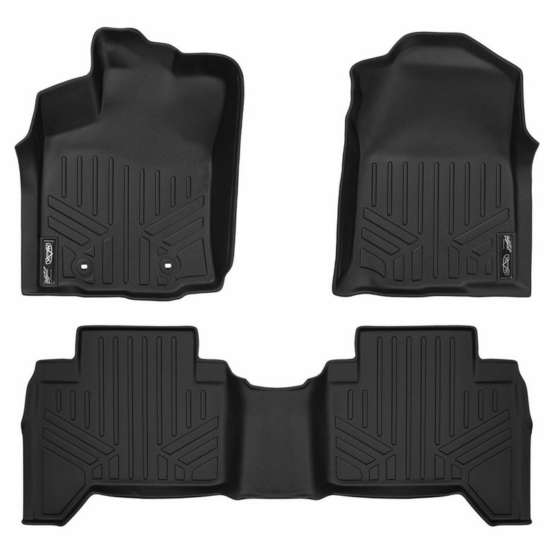 MAXFLOORMAT Floor Mats 2 Row Set Black for 2016-2017 Toyota Tacoma Double Cab