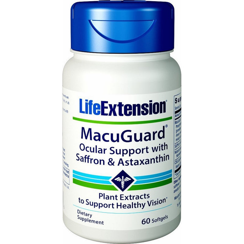 Life Extension MacuGuard Ocular Support with Saffron & Astaxanthin, 60 Softgels