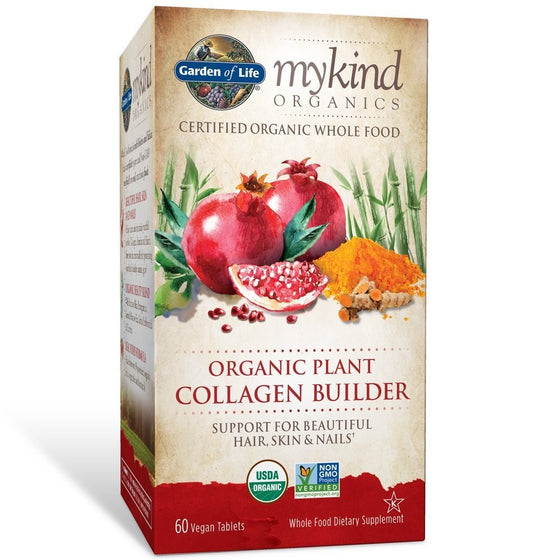 Garden of Life mykind Organic Plant Collagen Builder - Vegan Collagen Builder for Hair, Skin and Nail Health, 60 Tablets