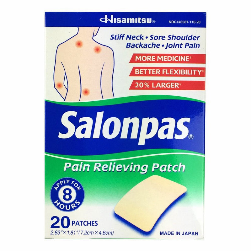 Salonpas Pain Relieving Patches , [ 20 count ] Stiff Neck Sore Muscles
