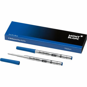 Montblanc Ballpoint Pen Refills (M) Pacific Blue 116213 | Refill Cartridges with a Medium Tip for Montblanc Ball Pens | 2 x Blue Ballpoint Refills