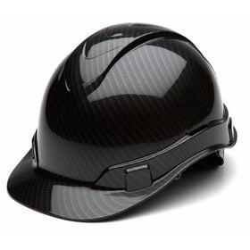 Pyramex Ridgeline Cap Style Hard Hat, 4 Point Ratchet Suspension, Shiny Black Graphite Pattern