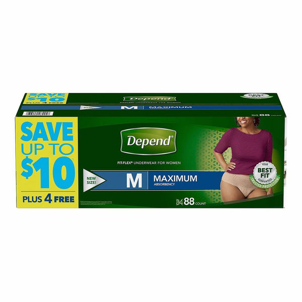 Depend Fit-Flex MEDIUM Maximum Absorbency Underwear for Women, 88 ct.