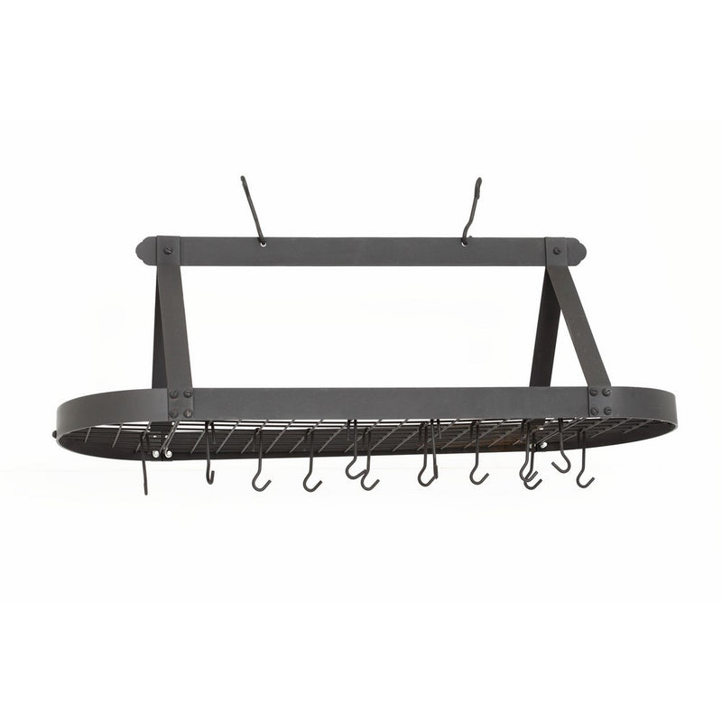 Old Dutch Oval Hanging Pot Rack with Grid & 24 Hooks, Graphite, 48 x 19 x 15.5