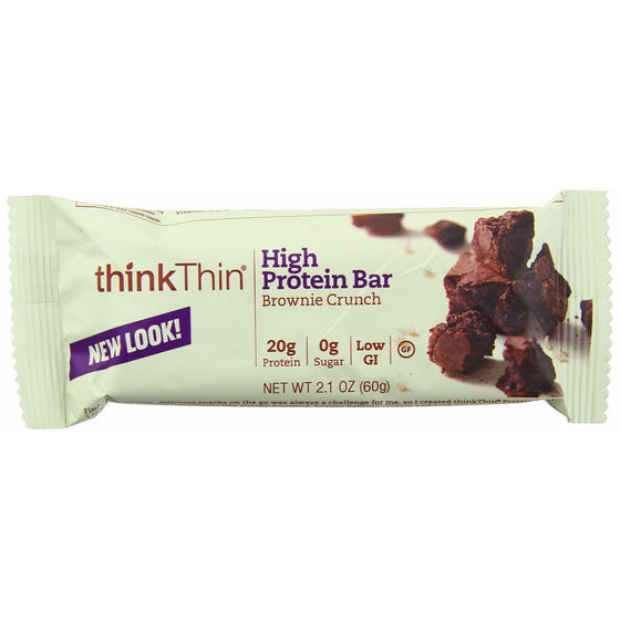 ThinkThin High Protein Bar, Brownie Crunch, 60 g, Bars, 10 Count