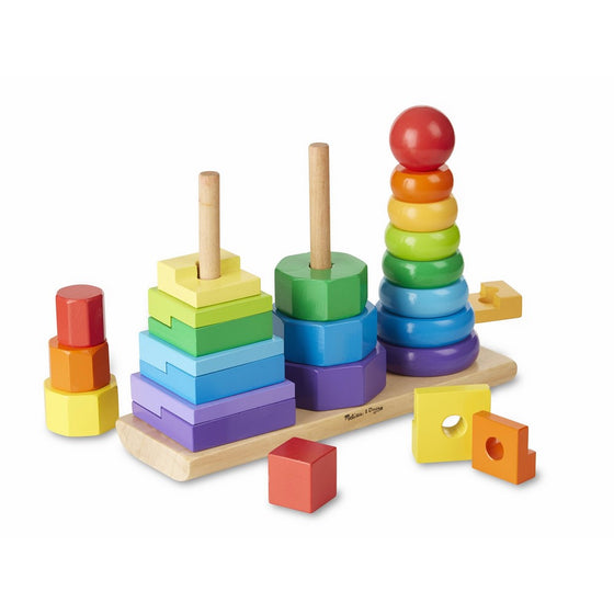 Melissa & Doug Geometric Stacker - Wooden Educational Toy