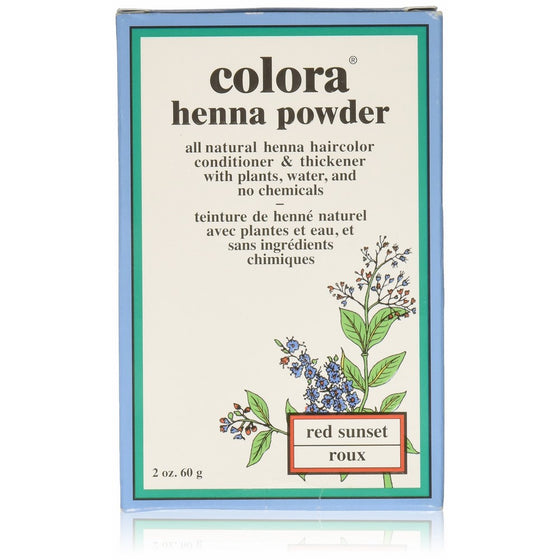 Colora Henna Powder Hair Color Red Sunset 2oz