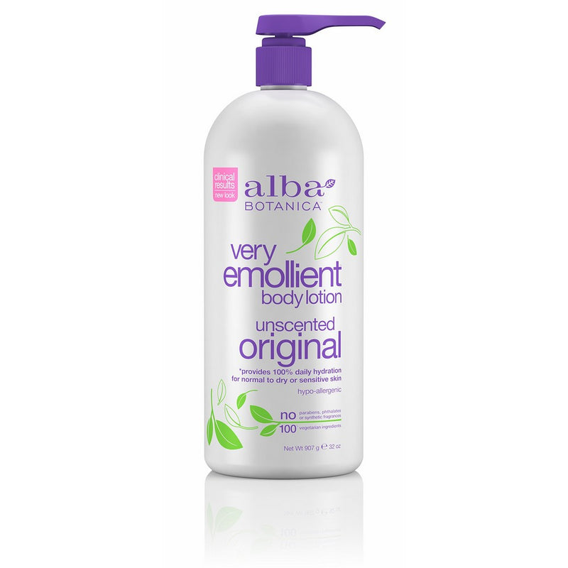 Alba Botanica Very Emollient, Unscented Body Lotion, 32 Ounce