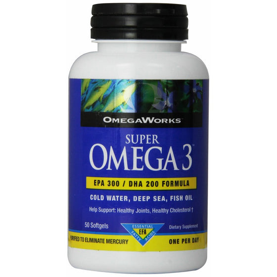 Omegaworks Super Omega 3 Softgels, 50-Count Bottles (Pack of 2)