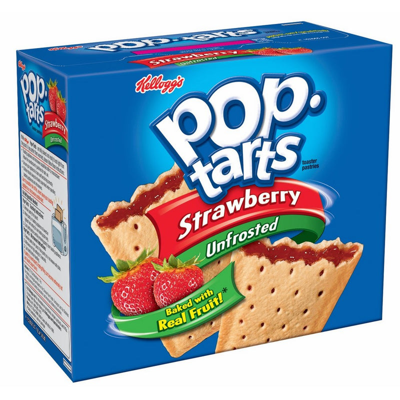 Pop-Tarts Breakfast Toaster Pastries, Unfrosted Strawberry Flavored, 22 oz (12 Count)(Pack of 12)