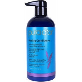 PURA D'OR Healing Conditioner Enhances Shine & Reduces Frizz, Sulfate Free Gentle Formula with Organic Argan Oil, Lavender and Vanilla, for All Hair Types, Men and Women, 16 Fl Oz (Packaging may vary)