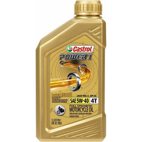 Castrol 06113 Power1 4T 5W-40 Synthetic Motorcycle Oil, 1 Quart Bottle, 6 Pack