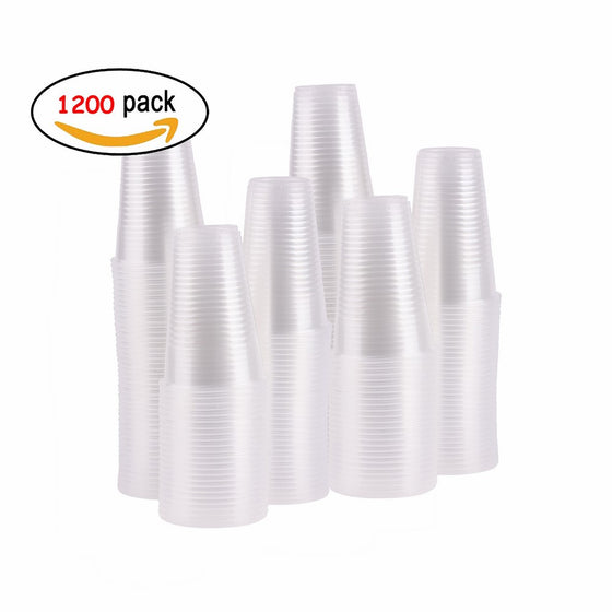 A World Of Deals 7 oz. Plastic Cups, Bulk - 12 Packs of 100 (1,200/Case)