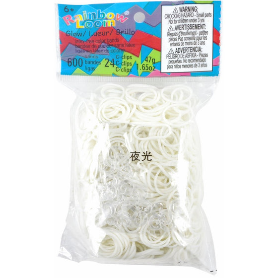 Rainbow Loom Glow Rubber Bands with 24 C-Clips (600 Count)