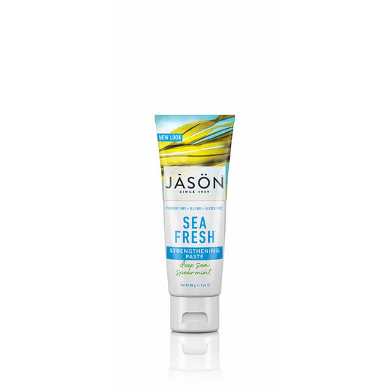 JASON Sea Fresh Strengthening Fluoride-Free Travel Size Toothpaste, Deep Sea Spearmint, 3 oz. (Packaging May Vary)