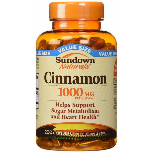 Sundown Naturals Cinnamon 1000 Mg Capsules Value Size, 200 Count pack of 2