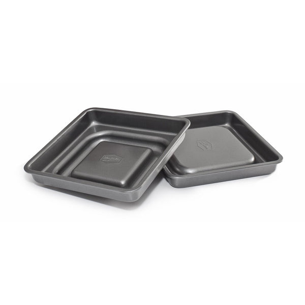 Mrs. Fields Bakeware Fill N' Flip 9-Inch Locking Layer Cake Set, Square, Gray