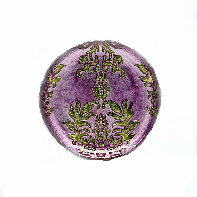 Red Pomegranate Damask Salad Plate Purple Green 8.5-Inch