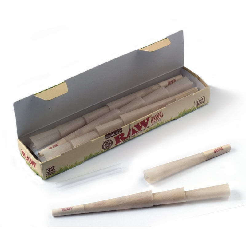 RAW Organic Unrefined Pre-Rolled Cone 32 Pack (1 1/4 Size)