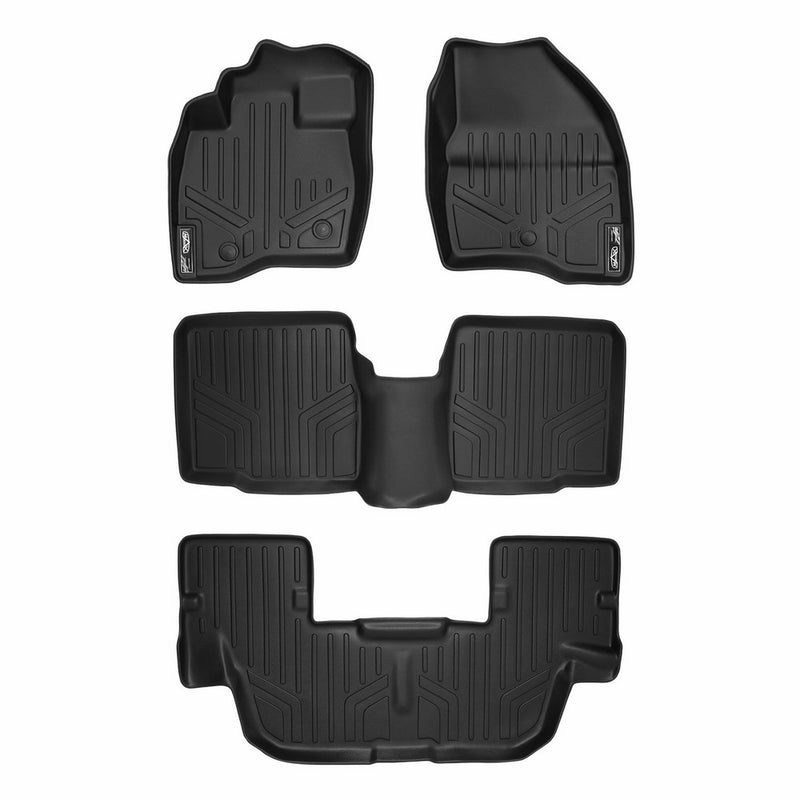 SMARTLINER Floor Mats 3 Row Liner Set Black for 2017-2018 Ford Explorer Without 2nd Row Center Console