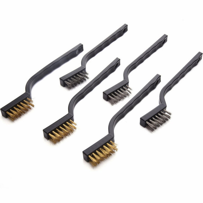 eBoot Mini Wire Brush Set for Cleaning Welding Slag and Rust, 6 Pack, Stainless Steel and Brass
