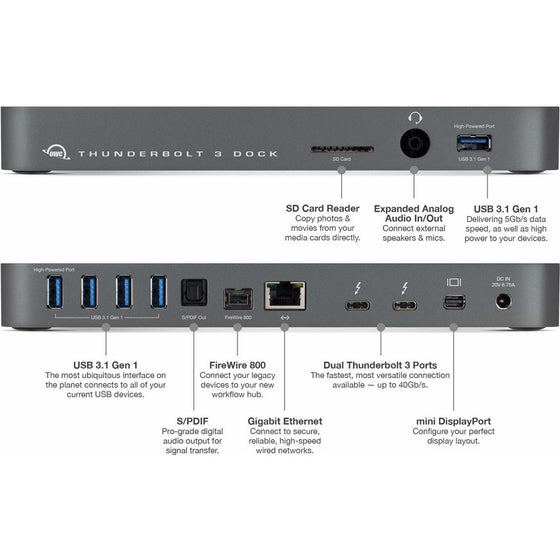 OWC 13 Port Thunderbolt 3 Dock, Space Gray