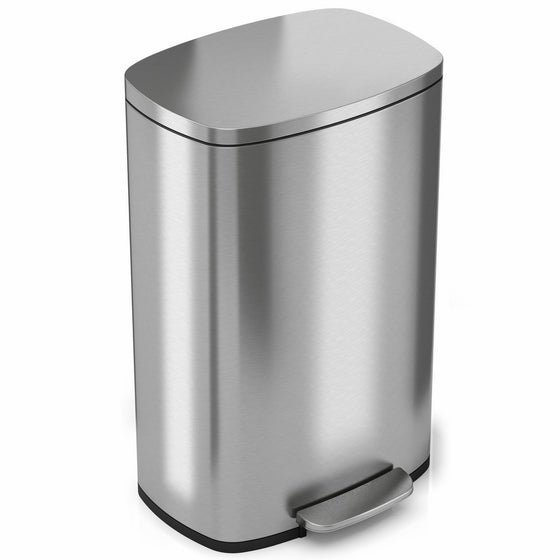 iTouchless SoftStep 13.2 Gallon Stainless Steel Step Trash Can, 50 Liter Pedal Kitchen Trash Can, Removable Inner Bucket, Odor Filter Compartment (Filter Sold Separately)