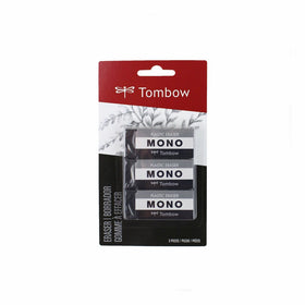 Tombow Mono Black 3-Pack, Medium Eraser (57330)