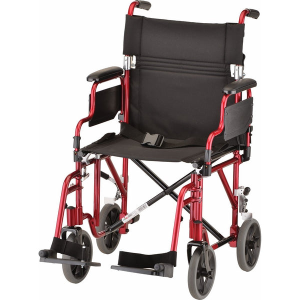 NOVA Medical Products 19" Transport/Wheelchair with Detachable Arms, Red