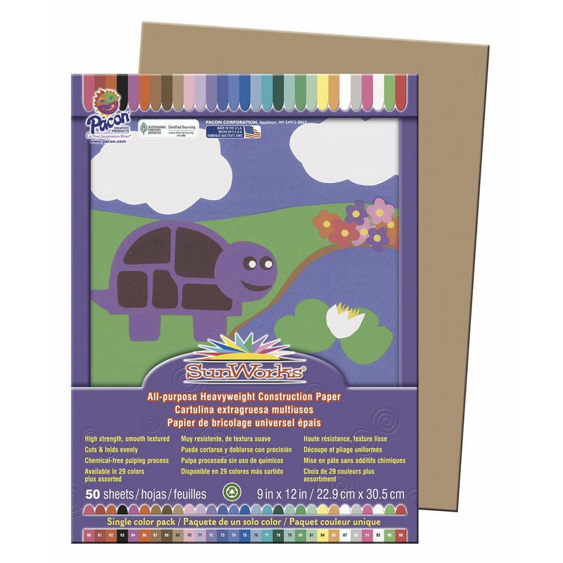 SunWorks Construction Paper 50 SHEETS 9X12 IN LIGHT BROWN ALL PURPOSE