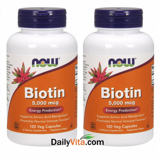 Biotin 5,000mcg 120 VegiCaps (Pack of 2)