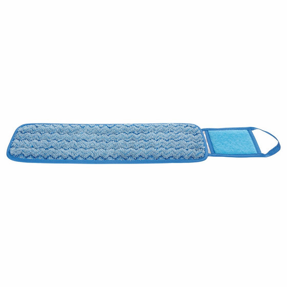 Rubbermaid Commercial Products HYGEN Microfiber Room Mop Pad, Damp with Scrubber, Single-Sided, 18-inch, Blue (FGQ41500BL00)