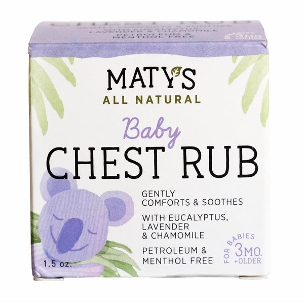 Maty's All Natural Baby Chest Rub, 1.5 Oz Jar, Pure & Natural Rub for Babies 3 Mo, Soothes Coughs & Stuffy Noses with Lavender & Chamomile