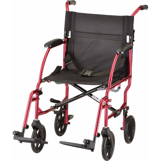 NOVA Medical Products 18" Lightweight Transport Wheelchair, Red